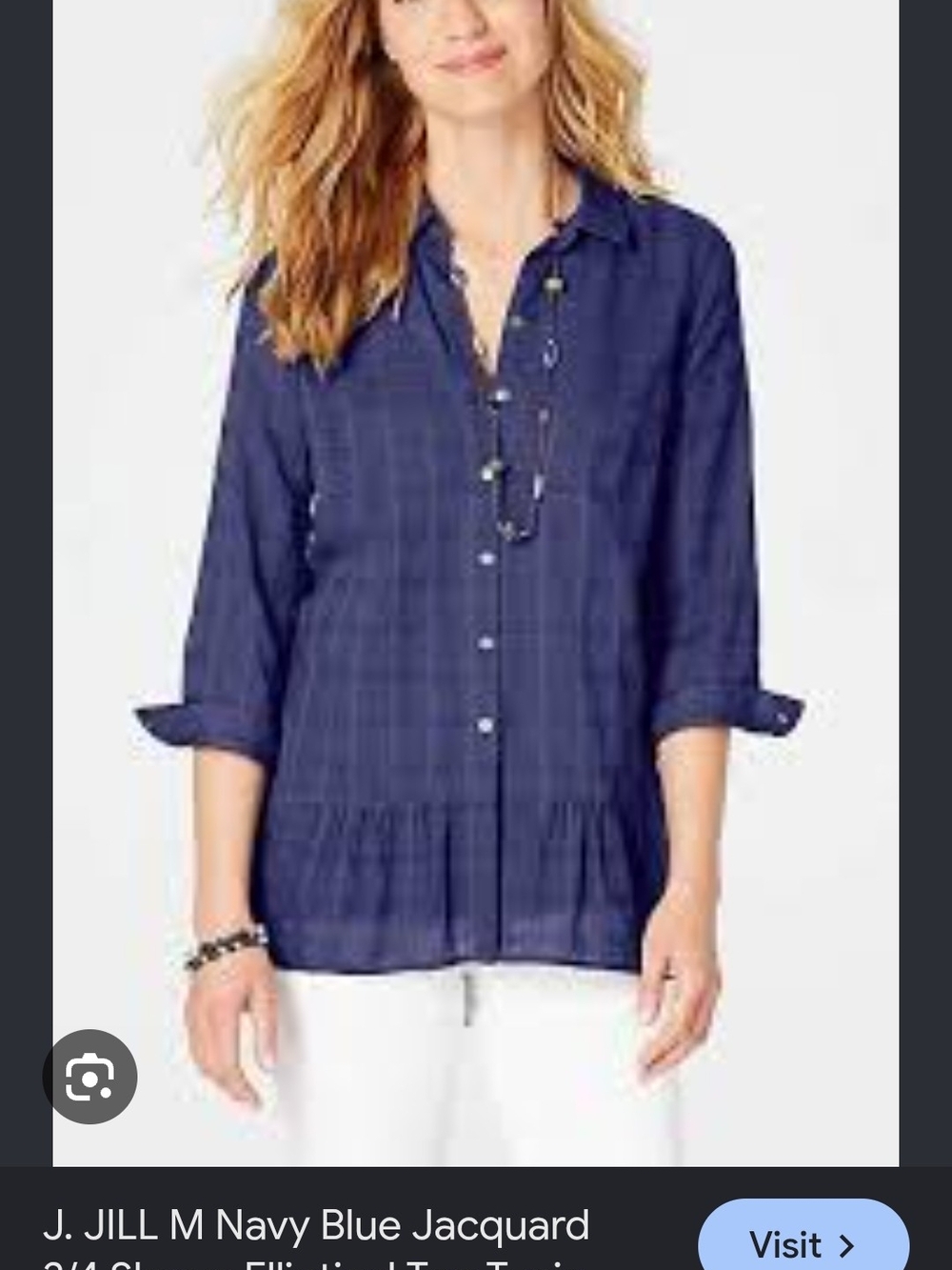 J. Jill Dark Blue Button-Front Peplum Tunic - Picture 5 of 5